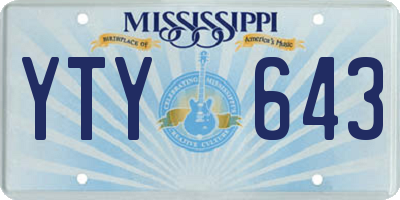 MS license plate YTY643
