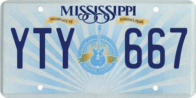 MS license plate YTY667
