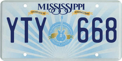 MS license plate YTY668
