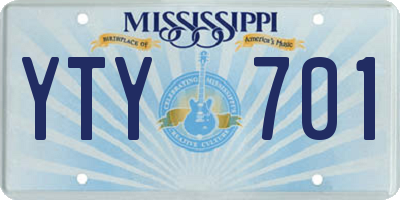 MS license plate YTY701