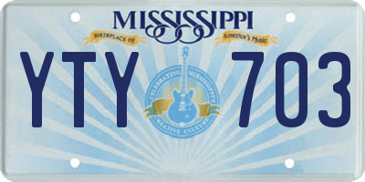 MS license plate YTY703