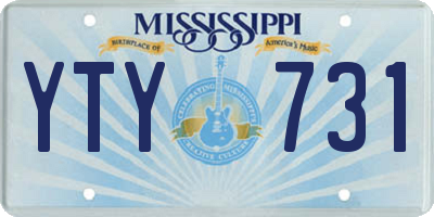 MS license plate YTY731