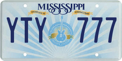 MS license plate YTY777