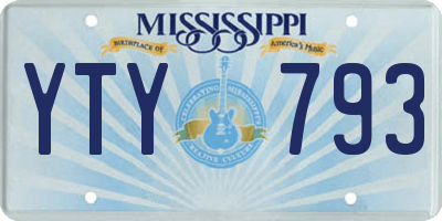 MS license plate YTY793