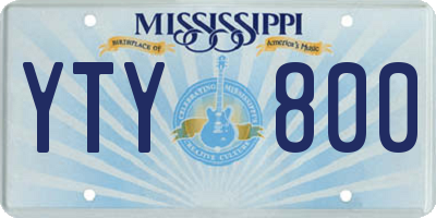 MS license plate YTY800