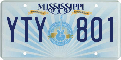 MS license plate YTY801