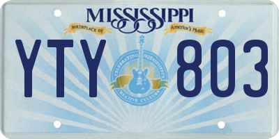 MS license plate YTY803