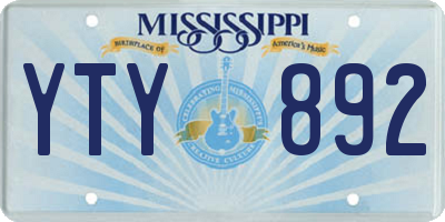MS license plate YTY892