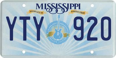 MS license plate YTY920