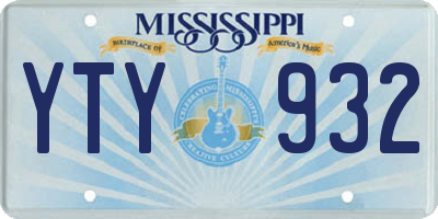 MS license plate YTY932