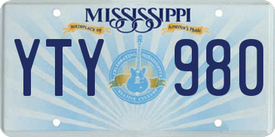 MS license plate YTY980