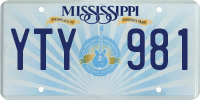 MS license plate YTY981