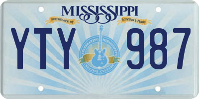 MS license plate YTY987