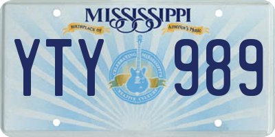 MS license plate YTY989