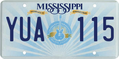 MS license plate YUA115