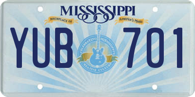 MS license plate YUB701