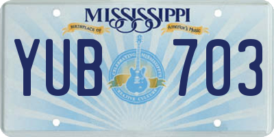 MS license plate YUB703