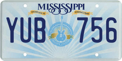 MS license plate YUB756