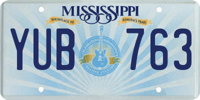 MS license plate YUB763