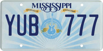 MS license plate YUB777