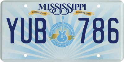 MS license plate YUB786