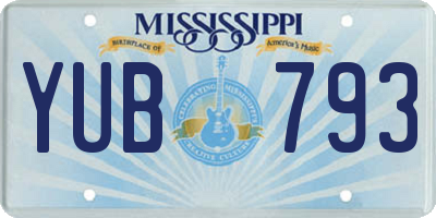 MS license plate YUB793