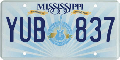 MS license plate YUB837