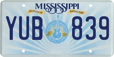 MS license plate YUB839