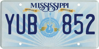 MS license plate YUB852