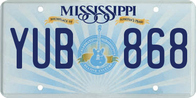 MS license plate YUB868