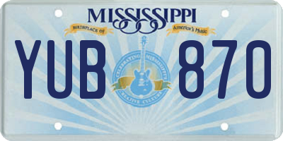 MS license plate YUB870