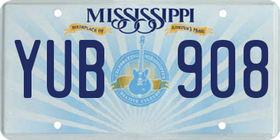 MS license plate YUB908