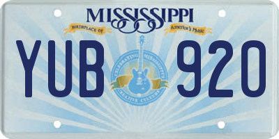 MS license plate YUB920
