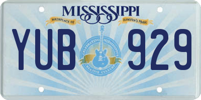 MS license plate YUB929
