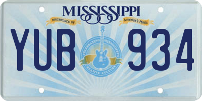 MS license plate YUB934