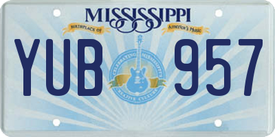 MS license plate YUB957