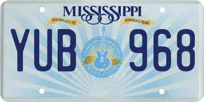 MS license plate YUB968