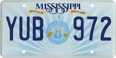 MS license plate YUB972