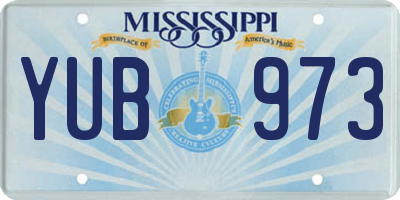 MS license plate YUB973