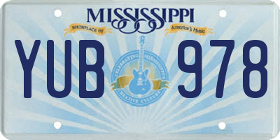 MS license plate YUB978