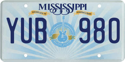 MS license plate YUB980