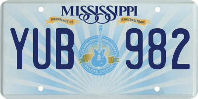 MS license plate YUB982