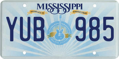 MS license plate YUB985