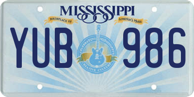 MS license plate YUB986