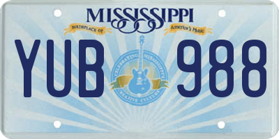 MS license plate YUB988