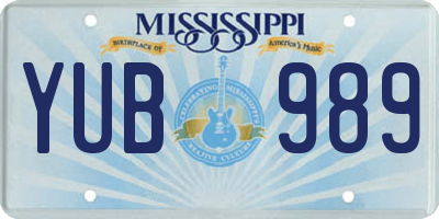MS license plate YUB989