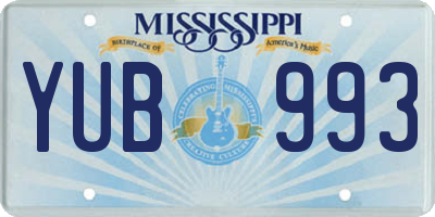 MS license plate YUB993
