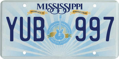 MS license plate YUB997