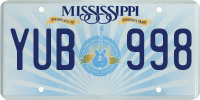 MS license plate YUB998