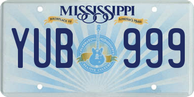 MS license plate YUB999